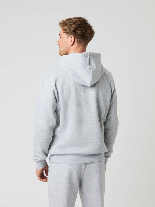 Centre Zip Hoodie - Light Grey Melange