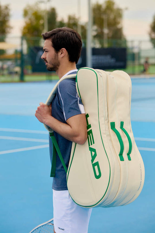 Arthur Ashe Racquet Bag L Creme-Weiß/Grün